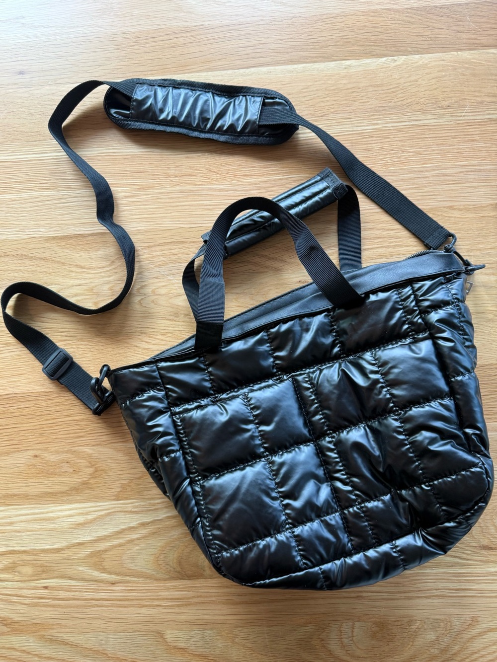 Nylon quilted puffer small tote bag